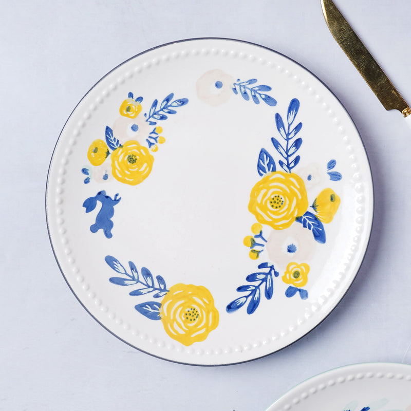 White Flower Plate - Serving plate, snack plate, dessert plate | Plates for dining & home decor