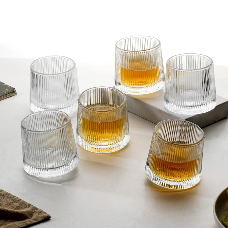 Rotating Fluted Glass Set Of 6 150ml
