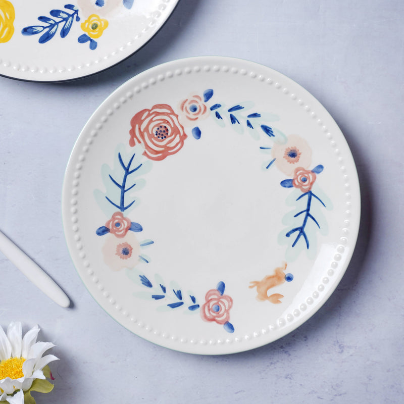 White Flower Plate - Serving plate, snack plate, dessert plate | Plates for dining & home decor