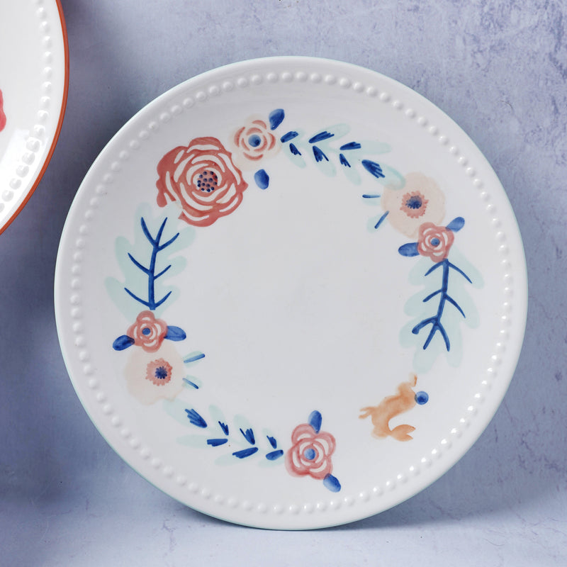 White Flower Plate - Serving plate, snack plate, dessert plate | Plates for dining & home decor