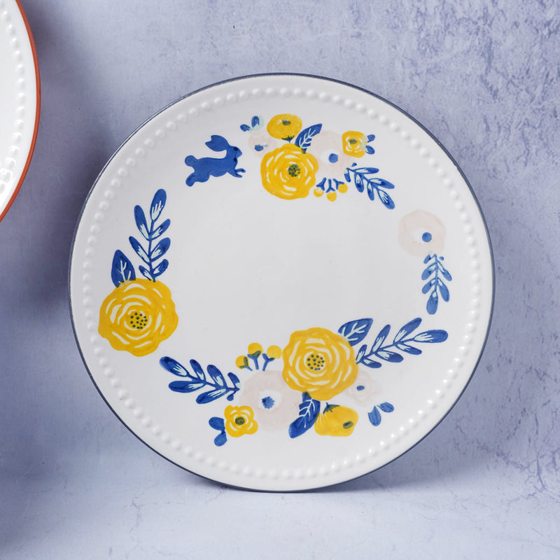 White Flower Plate - Serving plate, snack plate, dessert plate | Plates for dining & home decor
