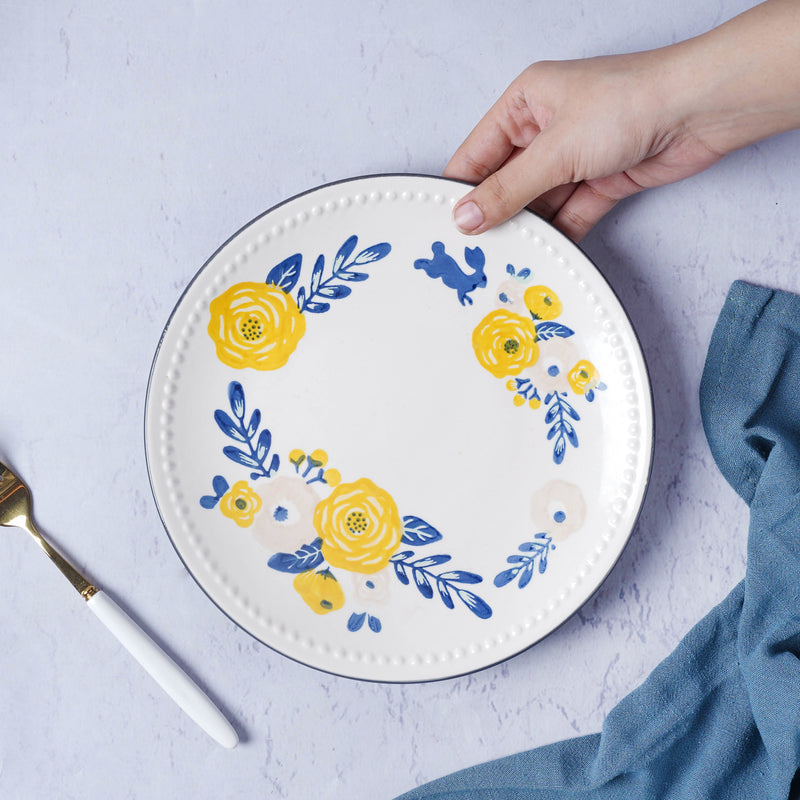 White Flower Plate - Serving plate, snack plate, dessert plate | Plates for dining & home decor