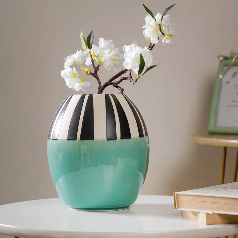 Blue Ceramic Vase - Flower vase for home decor, office and gifting | Home decoration items
