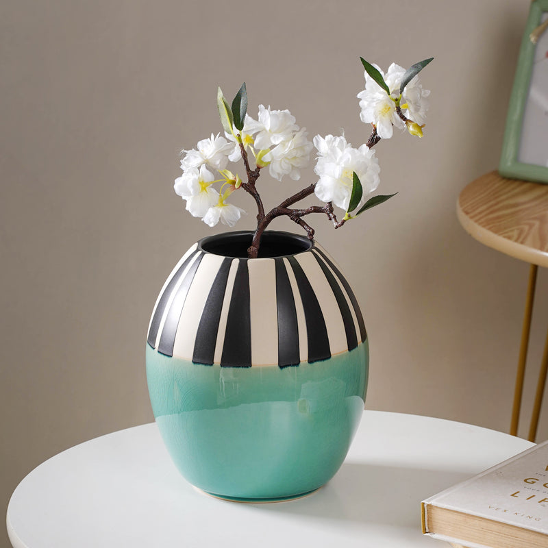 Blue Ceramic Vase - Flower vase for home decor, office and gifting | Home decoration items