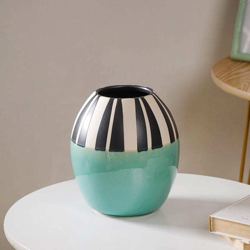 Blue Ceramic Vase - Flower vase for home decor, office and gifting | Home decoration items