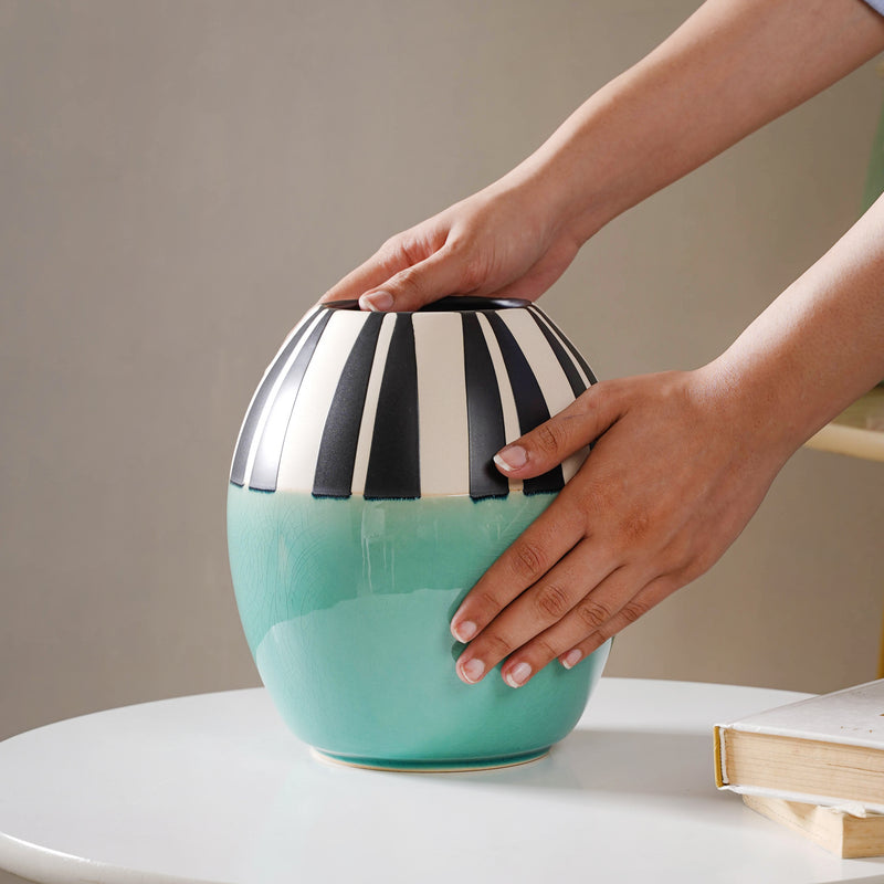 Blue Ceramic Vase - Flower vase for home decor, office and gifting | Home decoration items