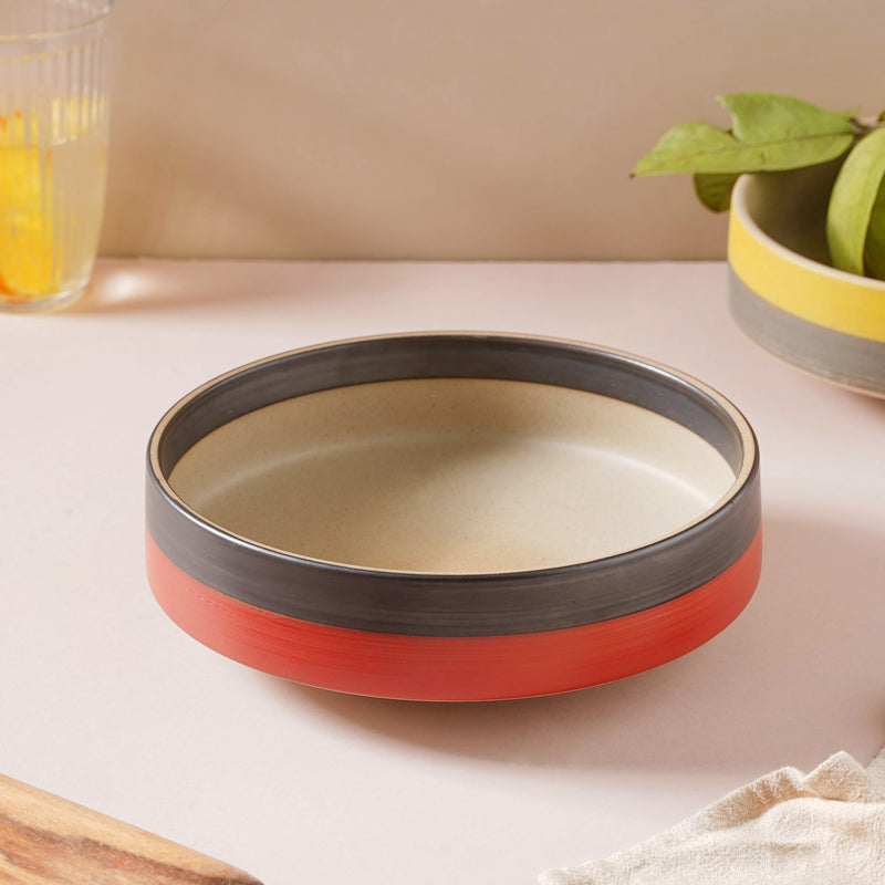 Soboku Serving Bowl Red 8 Inch 1.1 L - Bowl, ceramic bowl, serving bowls, noodle bowl, salad bowls, bowl for snacks, large serving bowl | Bowls for dining table & home decor