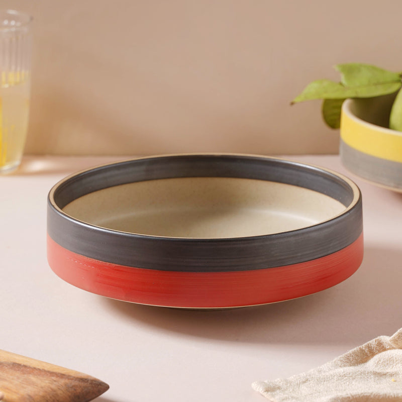 Soboku Serving Bowl Red 8 Inch 1.1 L - Bowl, ceramic bowl, serving bowls, noodle bowl, salad bowls, bowl for snacks, large serving bowl | Bowls for dining table & home decor