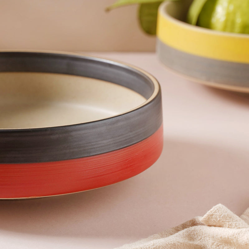 Soboku Serving Bowl Red 8 Inch 1.1 L - Bowl, ceramic bowl, serving bowls, noodle bowl, salad bowls, bowl for snacks, large serving bowl | Bowls for dining table & home decor