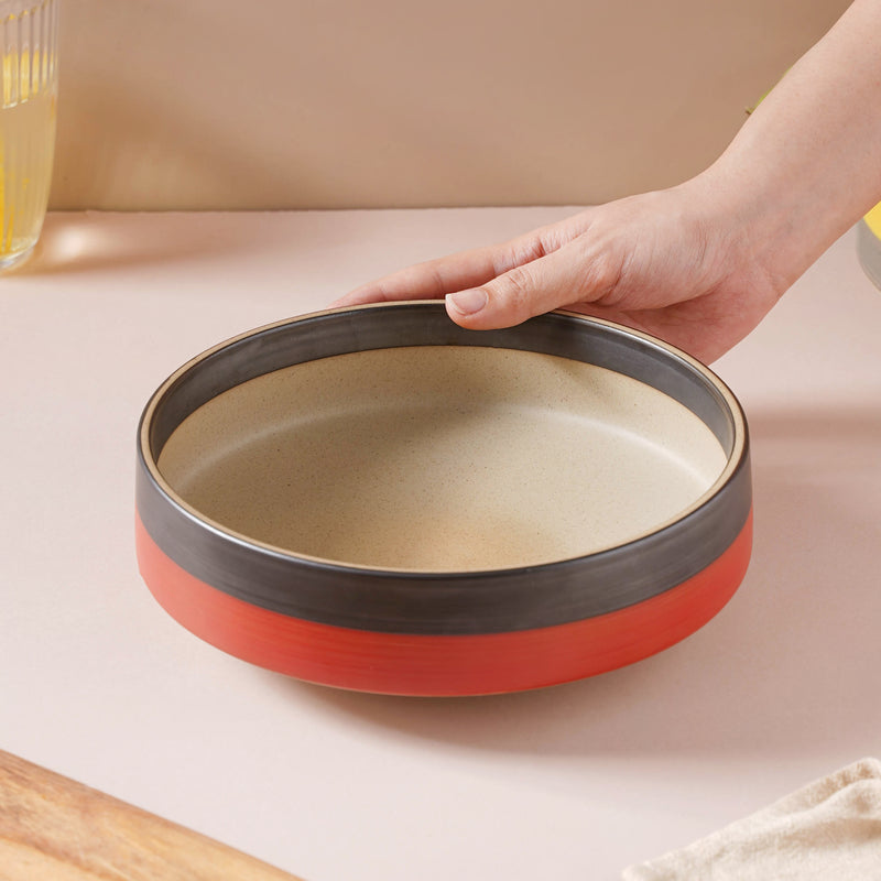 Soboku Serving Bowl Red 8 Inch 1.1 L - Bowl, ceramic bowl, serving bowls, noodle bowl, salad bowls, bowl for snacks, large serving bowl | Bowls for dining table & home decor