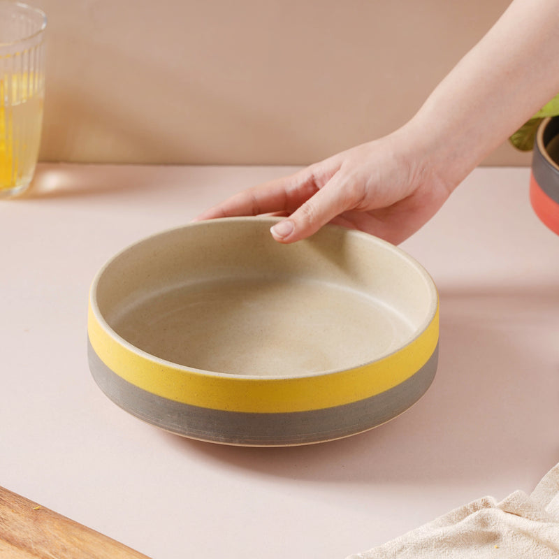 Soboku Serving Bowl Yellow 8 Inch 1.1 L - Bowl, ceramic bowl, serving bowls, noodle bowl, salad bowls, bowl for snacks, large serving bowl | Bowls for dining table & home decor