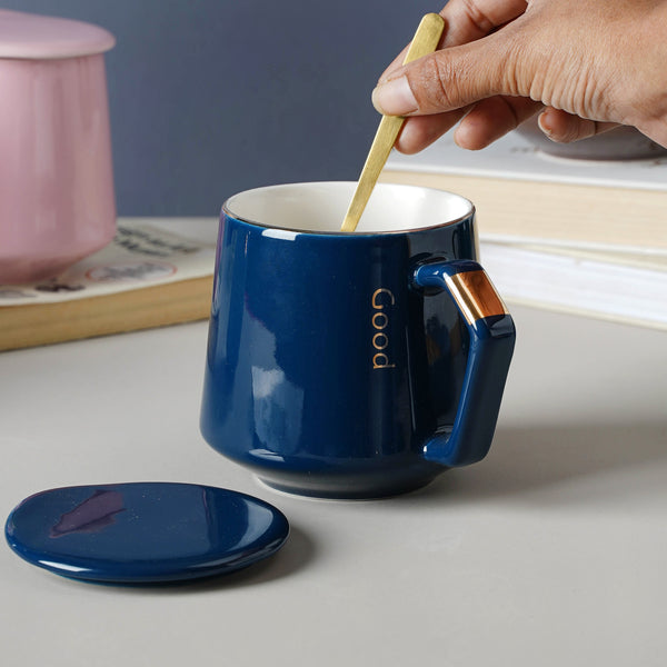 Milk Mug With Lid And Spoon- Mug for coffee, tea mug, cappuccino mug | Cups and Mugs for Coffee Table & Home Decor