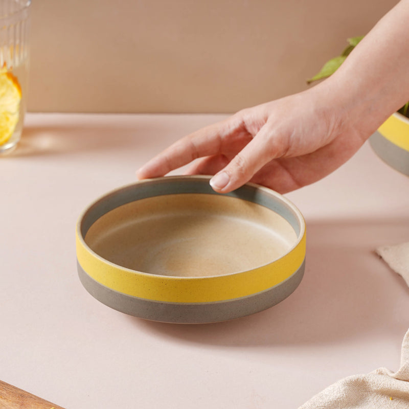 Soboku Snack Bowl Yellow 6 Inch 430 ml - Bowl,ceramic bowl, snack bowls, curry bowl, popcorn bowls | Bowls for dining table & home decor