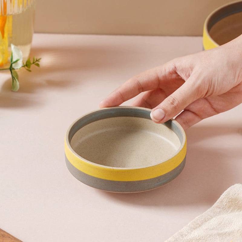 Soboku Dip Bowl Yellow 200 ml - Bowl, ceramic bowl, dip bowls, chutney bowl, dip bowls ceramic | Bowls for dining table & home decor 