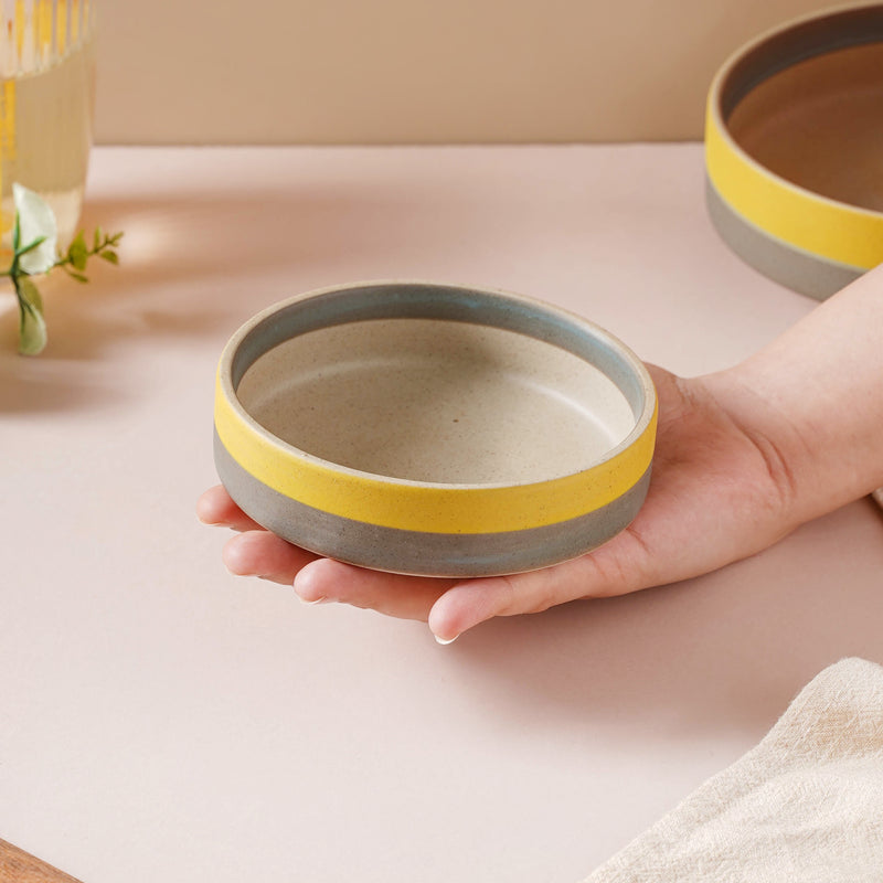 Soboku Dip Bowl Yellow 200 ml - Bowl, ceramic bowl, dip bowls, chutney bowl, dip bowls ceramic | Bowls for dining table & home decor 