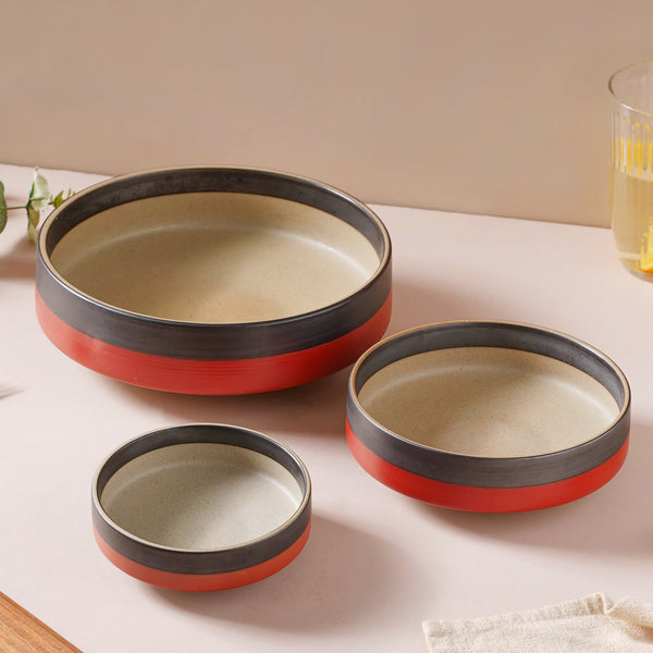 Soboku Serving Bowl Red 8 Inch 1.1 L - Bowl, ceramic bowl, serving bowls, noodle bowl, salad bowls, bowl for snacks, large serving bowl | Bowls for dining table & home decor