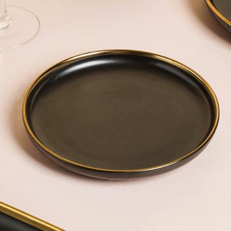 VERA Ceramic Dinner Plate Black 10 Inch - Serving plate, snack plate, ceramic dinner plates| Plates for dining table & home decor