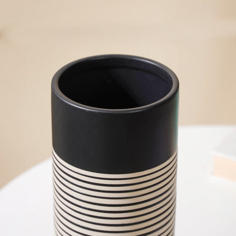 Dual Toned Taper Flower Vase - Ceramic flower vase for home decor, office and gifting | Room decoration items