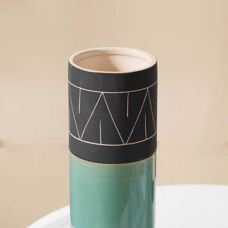 Dual Toned Taper Flower Vase - Ceramic flower vase for home decor, office and gifting | Room decoration items