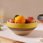 Soboku Grey And Yellow Large Serving Bowl 7.5 Inch 1.3 L - Bowl, ceramic bowl, serving bowls, noodle bowl, salad bowls, bowl for snacks, large serving bowl | Bowls for dining table & home decor