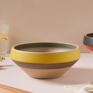 Soboku Grey And Yellow Large Serving Bowl 7.5 Inch 1.3 L