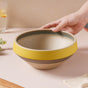 Soboku Grey And Yellow Large Serving Bowl 7.5 Inch 1.3 L - Bowl, ceramic bowl, serving bowls, noodle bowl, salad bowls, bowl for snacks, large serving bowl | Bowls for dining table & home decor