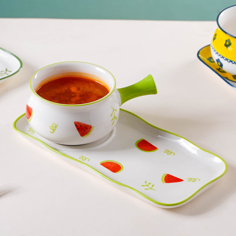 Printed Pot and Plate Set - Soup bowl, serving bowl set, noodle bowl, plates and bowls | Bowls for dining table & home decor