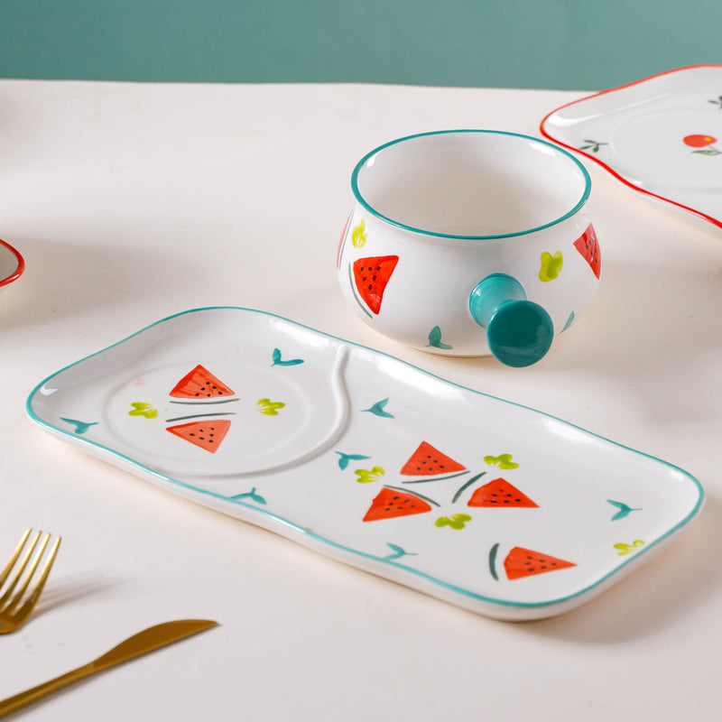 Fruit Print Pot and Plate Set - Soup bowl, serving bowl set, noodle bowl, plates and bowls | Bowls for dining table & home decor