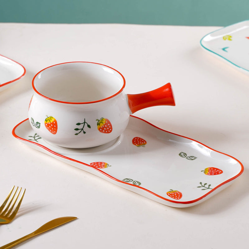 Fruit Print Pot and Plate Set - Soup bowl, serving bowl set, noodle bowl, plates and bowls | Bowls for dining table & home decor