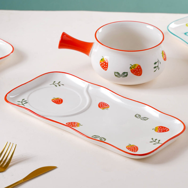 Fruit Print Pot and Plate Set - Soup bowl, serving bowl set, noodle bowl, plates and bowls | Bowls for dining table & home decor