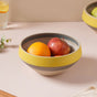 Soboku Grey And Yellow Small Serving Bowl 6.5 Inch 1 L - Bowl, ceramic bowl, serving bowls, noodle bowl, salad bowls, bowl for snacks, large serving bowl | Bowls for dining table & home decor