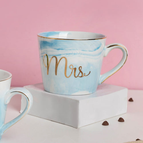 Mr. And Mrs. Cup Set Of 2 Blue- Mug for coffee, tea mug, cappuccino mug | Cups and Mugs for Coffee Table & Home Decor