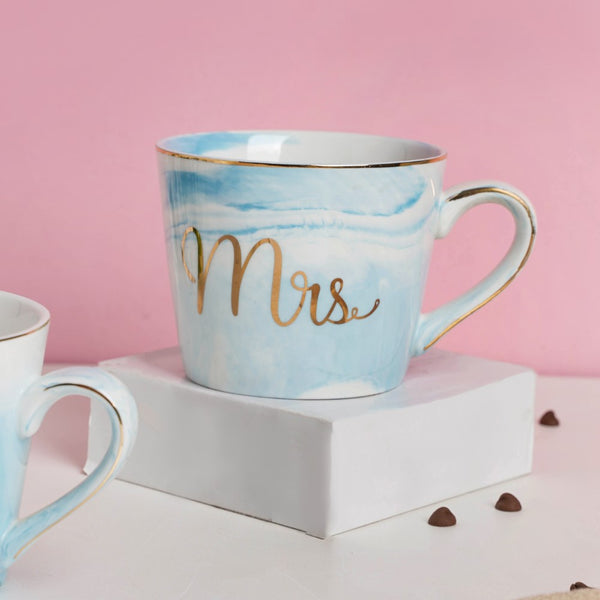 Mr. And Mrs. Cup Set Of 2 Blue- Mug for coffee, tea mug, cappuccino mug | Cups and Mugs for Coffee Table & Home Decor