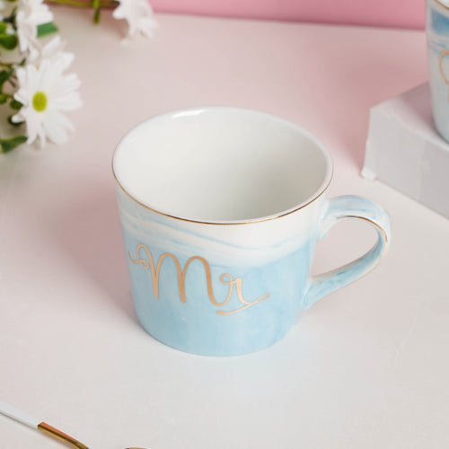 Mr. And Mrs. Cup Set Of 2 Blue- Mug for coffee, tea mug, cappuccino mug | Cups and Mugs for Coffee Table & Home Decor