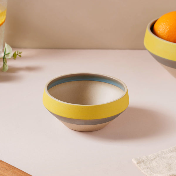 Soboku Grey And Yellow Dessert Bowl 300 ml