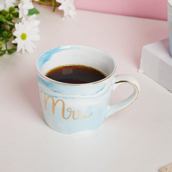 Mr. And Mrs. Cup Set Of 2 Blue- Mug for coffee, tea mug, cappuccino mug | Cups and Mugs for Coffee Table & Home Decor