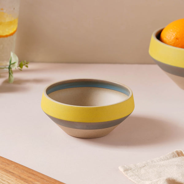 Soboku Grey And Yellow Dessert Bowl 300 ml