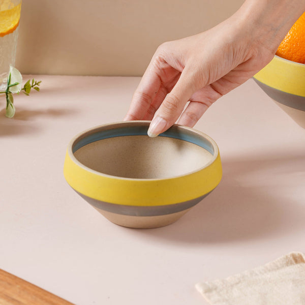 Soboku Grey And Yellow Dessert Bowl 300 ml