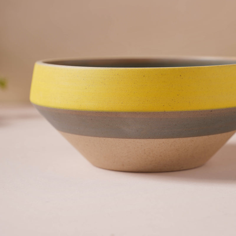 Soboku Grey And Yellow Dessert Bowl 300 ml - Bowl,ceramic bowl, snack bowls, curry bowl, popcorn bowls | Bowls for dining table & home decor