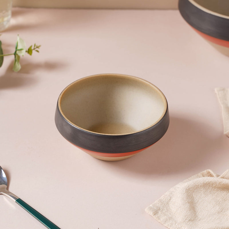 Soboku Red And Black Dessert Bowl 300 ml - Bowl,ceramic bowl, snack bowls, curry bowl, popcorn bowls | Bowls for dining table & home decor