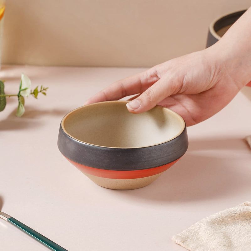 Soboku Red And Black Dessert Bowl 300 ml - Bowl,ceramic bowl, snack bowls, curry bowl, popcorn bowls | Bowls for dining table & home decor