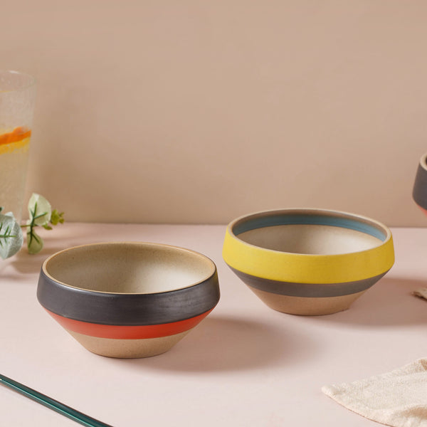 Soboku Grey And Yellow Dessert Bowl 300 ml