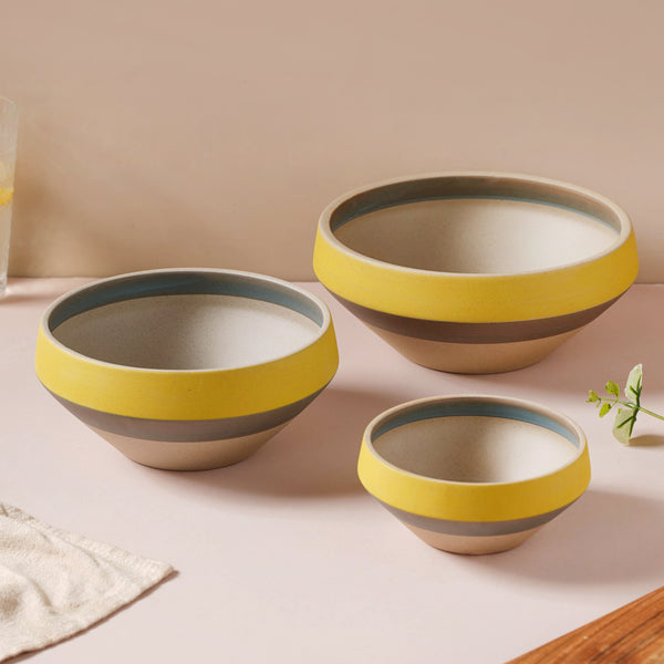 Soboku Grey And Yellow Dessert Bowl 300 ml