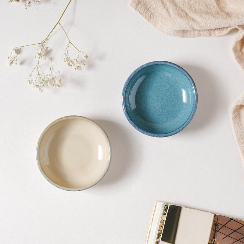Glazed Ceramic Beige Dip Bowl 50 ml - Bowl, ceramic bowl, dip bowls, chutney bowl, dip bowls ceramic | Bowls for dining table & home decor 