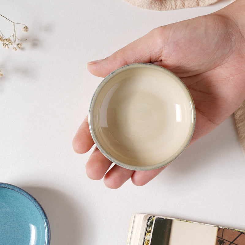 Glazed Ceramic Beige Dip Bowl 50 ml - Bowl, ceramic bowl, dip bowls, chutney bowl, dip bowls ceramic | Bowls for dining table & home decor 