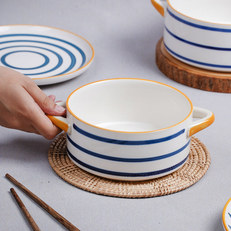 Serving Bowl With Handles Nitori Small - Bowl, ceramic bowl, serving bowls, noodle bowl, salad bowls, bowl for snacks, baking bowls, large serving bowl, bowl with handle | Bowls for dining table & home decor