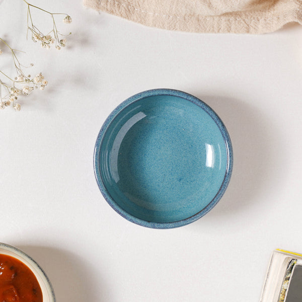 Glazed Ceramic Blue Dip Bowl 50 ml - Bowl, ceramic bowl, dip bowls, chutney bowl, dip bowls ceramic | Bowls for dining table & home decor 