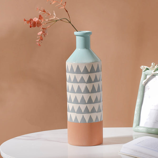 Chevron Bottle Vase - Flower vase for home decor, office and gifting | Room decoration items