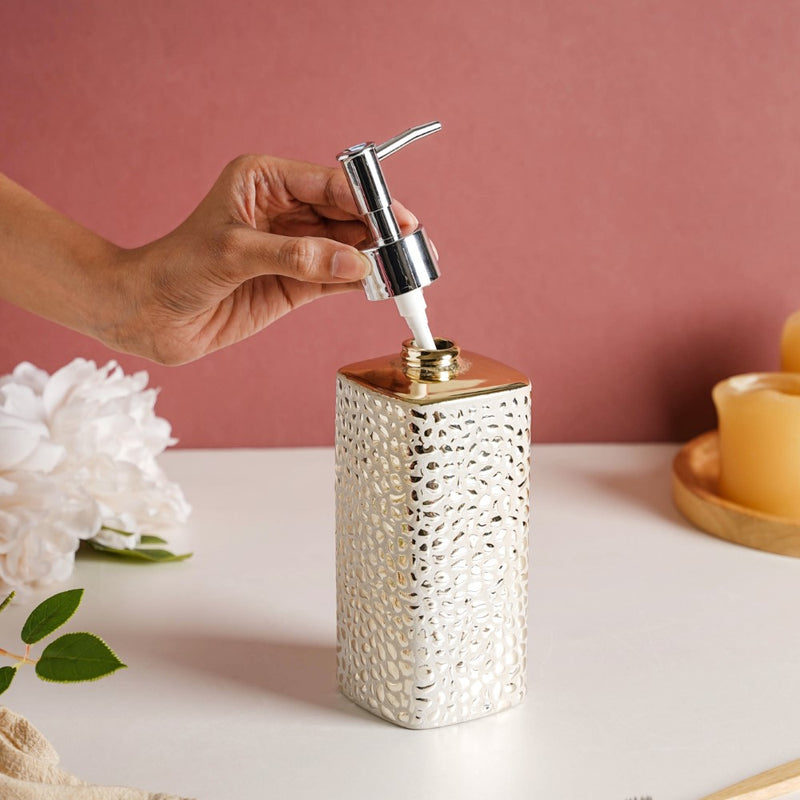 Glittery Gold Ceramic Luxe Soap Dispenser 500 ml