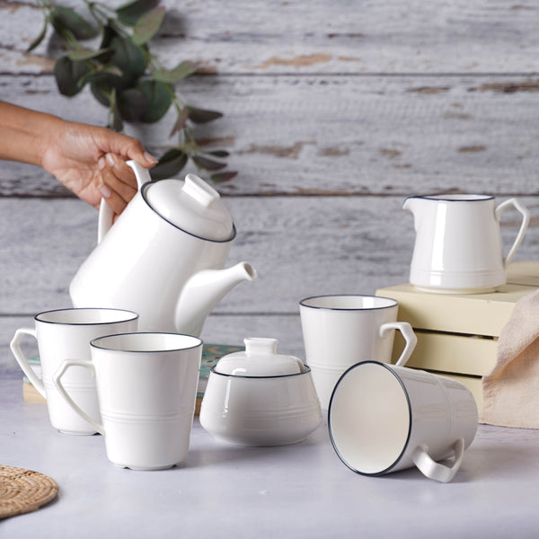 Black and White Tea Set - Tea cup set, tea set, teapot set | Tea set for Dining Table & Home Decor